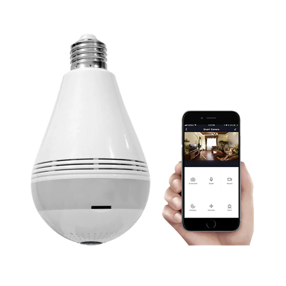 Full HD 2MP 3MP 360 gradi led lampada fotocamera wifi cctv lampadina panoramica con conversazione Audio a 2 vie