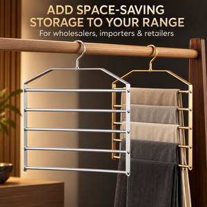 Porte-<span class=keywords><strong>pantalons</strong></span> et jupes à 5 niveaux en alliage d'aluminium, rose doré, organisateur de vêtements multicouche pour armoire - Product Image 3