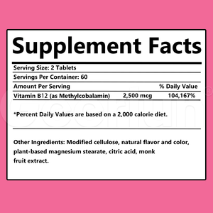 Complément alimentaire végétalien naturel OEM, vitamines pour l'énergie et le soutien immunitaire, vitamines nootropiques pour le cerveau, comprimés à croquer à la vitamine <span class=keywords><strong>B12</strong></span> - Product Image 4