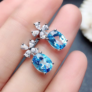 Eleganti Orecchini Pendenti a Fiore Blu Acqua per Donne, Accessori Floreali per Uso Quotidiano - Product Image 4
