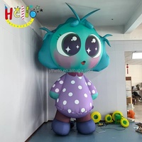 Mascotte gonflable géante de dessin animé, statue de fille anime mignonne en robe à pois pour centre commercial et parc à thème