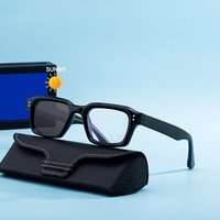 Nouvelles Lunettes de Soleil Carrées Photochromiques UV400 à Monture Complète en Acétate pour Hommes, Style Européen et Américain, Charnière à Broche, Collection 2026