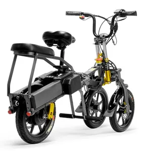 Bicicleta eléctrica plegable de 3 ruedas para adultos y niños, neumático ancho de 14 pulgadas, portátil y rápido, para ciclismo de montaña - Product Image 1