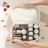 Ensemble de trousses de maquillage JOYSUN en coton matelassé à grands motifs floraux pour femmes, fermeture éclair, pour voyage, trousse de toilette élégante à motifs floraux