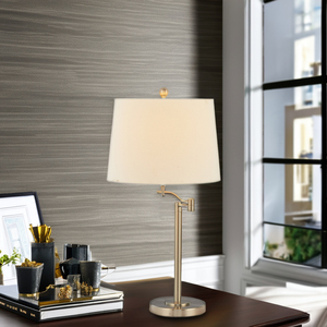 Lámpara de Mesa Ajustable de Metal con Acabado Níquel Cepillado, Enchufe, Puerto USB, Pantalla Blanca y Bombillas Incandescentes - Product Image 6