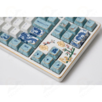 Personnalisé Crackle Glaze Keycaps Bleu Blanc Céramique Style Dragon Symboles Caractères Chinois PBT Revêtement 108 Touches