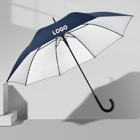 Parapluie de voyage droit pour homme, modèle personnalisé, avec longue tige en fibre de verre, protection UV, design classique, résistant au vent, noir, logo imprimé