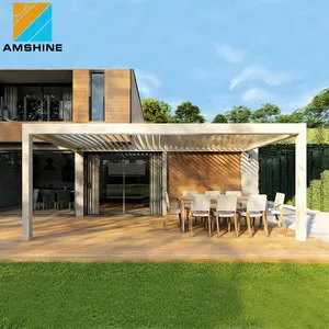 Aluminium Outdoor Pavillon Garten Patio Dach Elektrische Pergola Verstellbares Lamellen dachs ystem