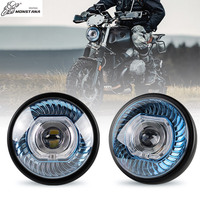 Phare avant de moto LED 7 pouces IP67, nouveau modèle Angel Devil Eyes, 12-80VDC, faisceau haut/bas