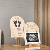 Cadre photo à ultrasons en bois poli mignon pour cadeau de grossesse de naissance de bébé pour décor de chambre d'enfants pour la célébration d'anniversaire de bricolage