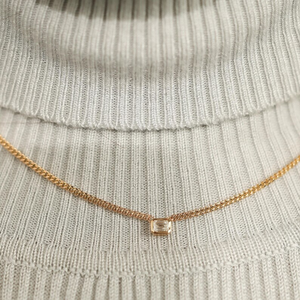 Collar de Cadena con Diamantes Naturales en Oro Amarillo de 18K, Diamante Solitario Cultivado en Laboratorio con Corte Esmeralda, Joyería Fina Elegante para Bodas - Product Image 4