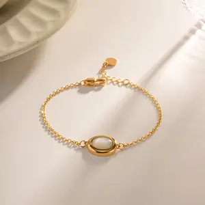 Nuovi prodotti esplosivi bracciali personalizzati bracciali ovali opale in acciaio inossidabile placcato oro