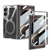 Étui de téléphone à chargement magnétique sans fil avec film pour Galaxy Z Fold8, ultra fin, découpes précises, texture cuir électroplaqué