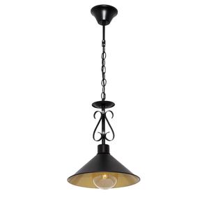 Lampadario a sospensione E27 nero e oro, dimensioni 26x26 cm, ideale per illuminare e decorare interni con stile. - Product Image 1