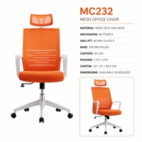 Chaise de bureau en maille orange avec cadre blanc, chaise de travail pivotante réglable pour espaces de formation et d'étude créatifs