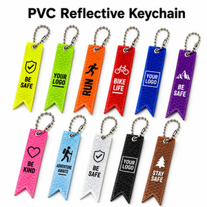 Porte-clés réfléchissant en PVC avec logo personnalisé, étiquette de sécurité réfléchissante pour sac à dos, vélo, course à pied, marche, pendentif d'avertissement haute visibilité - Product Image 1