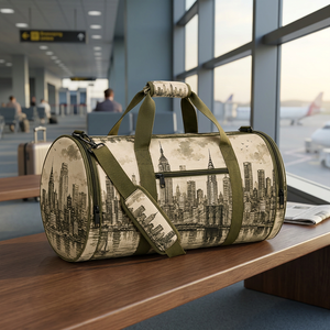 Bolsa de Viaje Personalizada de Algodón con Estampado del Horizonte de Nueva York y Correa de Hombro Ajustable - Product Image 3