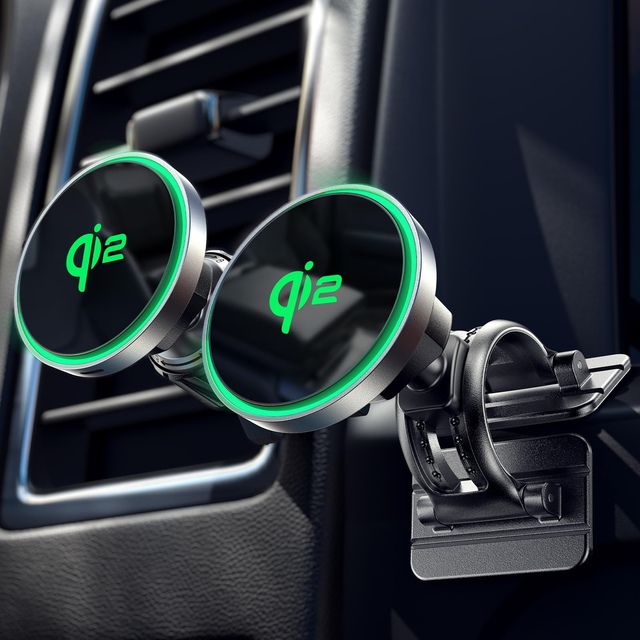 LISEN 2026 15W Magnetic Qi2 Fast Wireless Car Charger Mount Strong Grip Phone Holder for iPhone 17 16 Pro Max Air Vent Dashboard