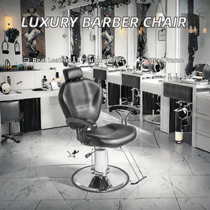 Silla de Barbero Contemporánea de Cuero Genuino, Venta al Por Mayor de Fábrica China, para Barbería, Muebles Comerciales para Salón - Product Image 2