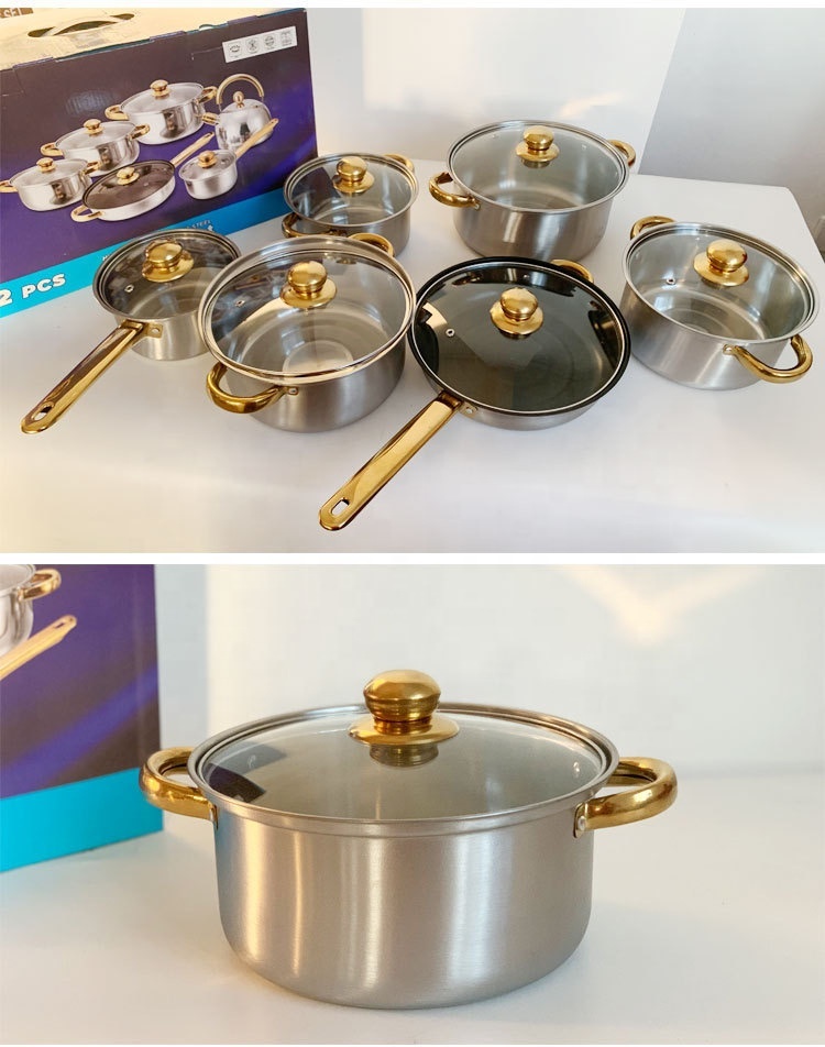 Stainless Steel 12-Piece Smokeless Cookware Set with Glass Lid Universal Stove Modern Style Milk Pot Soup Pot Frying Pan · image 2