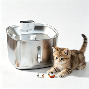 Fontaine à eau pour animaux de compagnie en acier inoxydable de qualité alimentaire, filtre détachable, faible bruit, fontaine à boire pour chien - Product Image 1