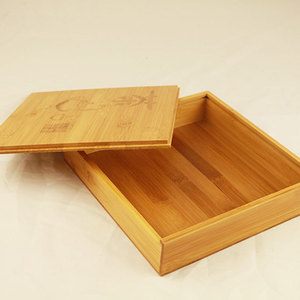 Caja de té de bambú cuadrada de 23x23 cm, hecha a mano, para guardar pastel de té y empaques de regalo - Product Image 2