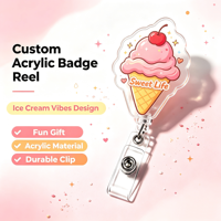 Porte-badge rétractable personnalisé avec logo, support de badge en acrylique, clip crocodile pivotant, impression UV, gravure laser, pour employé de bureau