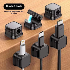 Single-Tier Magnetic 6-in-1 Cable Organizer for Phone Charging <b>Wall</b>-<b>Mounted</b> Plastic Desktop Hook Buckle Living Room - Product Image 2