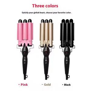 Varita rizadora de pelo de cerámica de <span class=keywords><strong>3</strong></span> <span class=keywords><strong>barriles</strong></span>, herramienta de peinado eléctrica para Pelo Largo/corto, rizador de pelo de doble voltaje con efecto de barril ondulante - Product Image 3