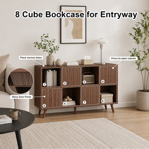Estantería organizadora de 8 cubos con 4 puertas, estantería independiente para libros y decoración en sala de estar y dormitorio - Product Image 4