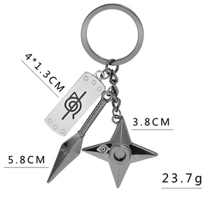 Nuevo Protector de Frente Estilo <span class=keywords><strong>Anime</strong></span> R-Sale, Diseño de Ninja Rebelde, Shuriken de Tres Piezas, Llavero de Metal de Aleación con Impresión Digital - Product Image 4