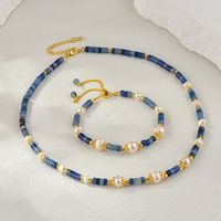 Nouveauté 2026 : Ensemble collier et bracelet faits à la main avec perles de culture d'eau douce et pierres naturelles pour femme