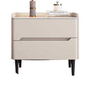 Modern Nightstand Solid Wood Top Two Drawer <b>Storage</b> Bedroom Furniture Minimalist Design Light Luxury Style - Product Image 5