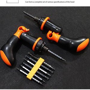 Ratcheting <b>Screwdriver</b> <b>Set</b> Cross Phillips <b>Bit</b> Matte Finish Plastic Handle Anti-Slip Texture Rotating Cap Diy Tool Kit - Product Image 5