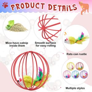 Colorful <b>Cat</b> Toys Wire <b>Cages</b> with Feathers Sustainable PP Material for <b>Cats</b>' Self-Entertainment and Hi Toys - Product Image 3
