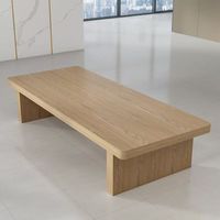 Table basse moderne en bois massif et marbre, table de thé flottante pour fenêtre, table basse de bar, table longue à pieds bas, mobilier de salon mobile