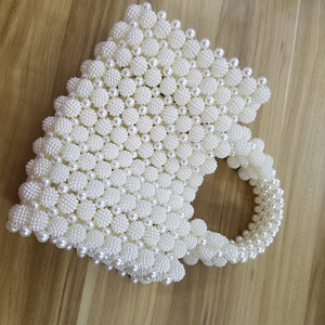 Kadın inci topu boncuklu gün debriyaj akşam çanta beyaz taş akrilik <span class=keywords><strong>l</strong></span>üks el çantası Hollow dokuma bayan çanta parti çanta - Product Image 5