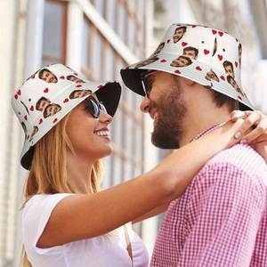 Bob unisexe personnalisé avec photo, motif d'amour imprimé, style pêcheur, avec motif de dessin animé en tissu tissé, cadeau personnalisé unique - Product Image 2