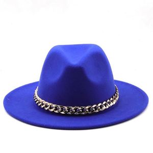 China Wholesaler Polyester Cotton Short Brim Fedora Hat <b>Cheap</b> Men Womens Fedora Hats With Gold <b>Chain</b> - Product Image 3