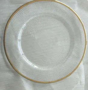 Cheap Charger Plates YC-PL28 Wholesale Cheap Gold Beaded Glass Charger Plates Wedding