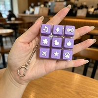 Pendentif de clavier mécanique anti-stress imprimé en 3D avec motif DIY, base transparente, porte-clés tactile, 9 touches