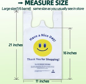 ถุงเสื้อยืด PE ย่อยสลายได้ พิมพ์โลโก้ได้ พร้อมหูหิ้วแบบเสื้อกั๊ก สำหรับใส่ของชำ ผัก และช้อปปิ้งในซูเปอร์มาร์เก็ต - Product Image 3