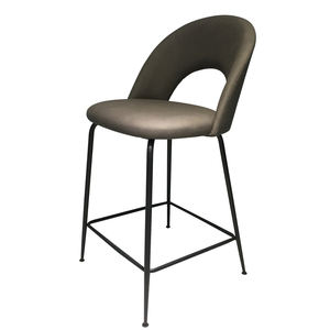 Mobilier <span class=keywords><strong>Bar</strong></span> Chaise en velours bleu ciel bon marché <span class=keywords><strong>Tabouret</strong></span> <span class=keywords><strong>de</strong></span> <span class=keywords><strong>bar</strong></span> moderne avec pieds arrière en métal - Product Image 3