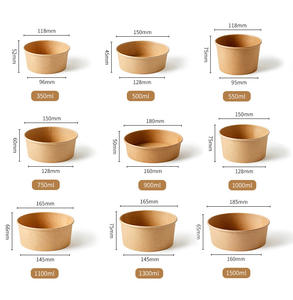 Emballage alimentaire jetable écologique 100% biodégradable en kraft, emballage à emporter, bol en carton pour nouilles, riz, papier, ramen - Product Image 3