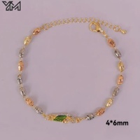 Pulseras Ajustables de Moda Religiosa para Mujer, Chapadas en Oro de 18K, con Cuentas de Tres Colores y Dije de San Judas con Circonita Cúbica