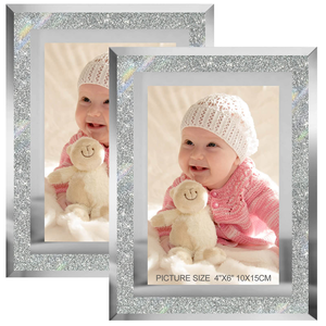 Customized Sparkly Silver Glitter 4x6 5x7 <b>8x10</b> A4 Crystal Photo <b>Frames</b> Glass Creative Glass <b>Picture</b> <b>Frame</b> Custom Photo <b>Frame</b> - Product Image 3