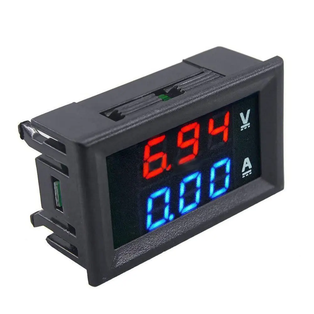 Mini voltímetro Digital de CC, amperímetro de 4,5-30V, 0-2A, medidor de voltios VA, medida de corriente de voltaje, medidor de LED rojo y azul