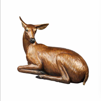 Statue de cerf en bronze coulé durable sur mesure, taille réelle, représentant une femelle et ses faons, pour l'extérieur