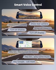 4K Gương <span class=keywords><strong>Dash</strong></span> Cam Xe Ô Tô Xe Tải 9.66 "Rear View Gương Máy Ảnh Thông Minh Màn Hình Cảm Ứng/Điều Khiển Bằng Giọng Nói 64GB Thẻ Bao Gồm Carplay - Product Image 6