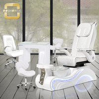 Vente en gros de tabouret de table de manucure en gel UV ensemble de table de manucure en granit pour manucure et pédicure complète noire paquet de salon de manucure